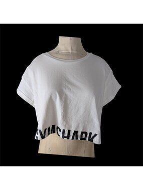 Gymshark Womens White Cropped T-Shirt XL Cotton Blend Casual Gym Wear